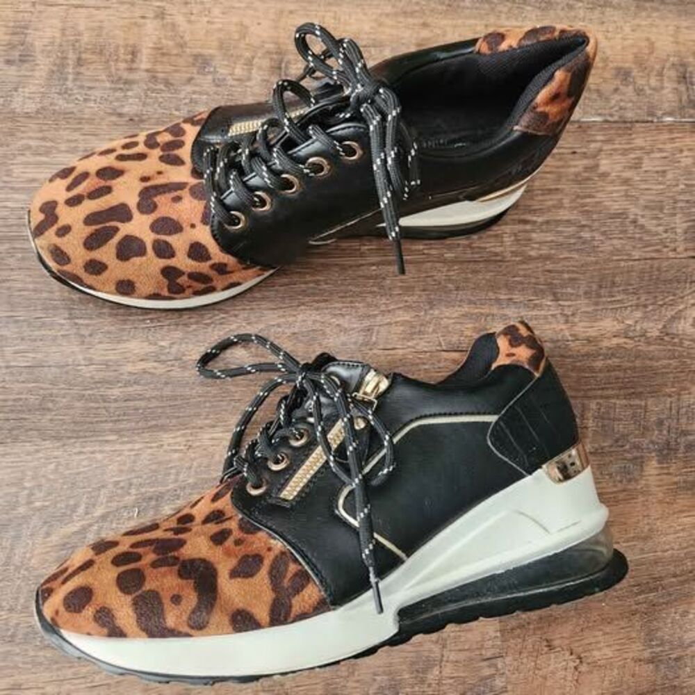 Womens 9 Ninety Union ultra leopard wedge sneakers